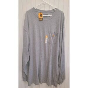 Carhartt Shirt Mens 3XL Tall Gray Loose Fit Fit Pocket Work Long Sleeve New